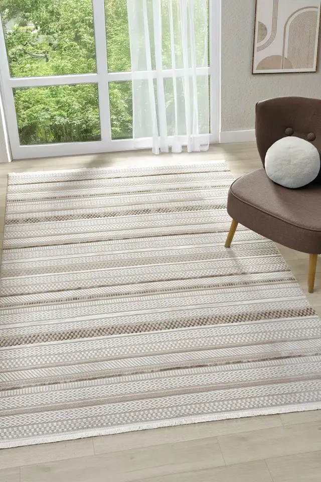 Seyran Halı Roma 428 Kahve Akrilik İskandinav Tarz Modern Şık Yüksek Kaliteli Halı