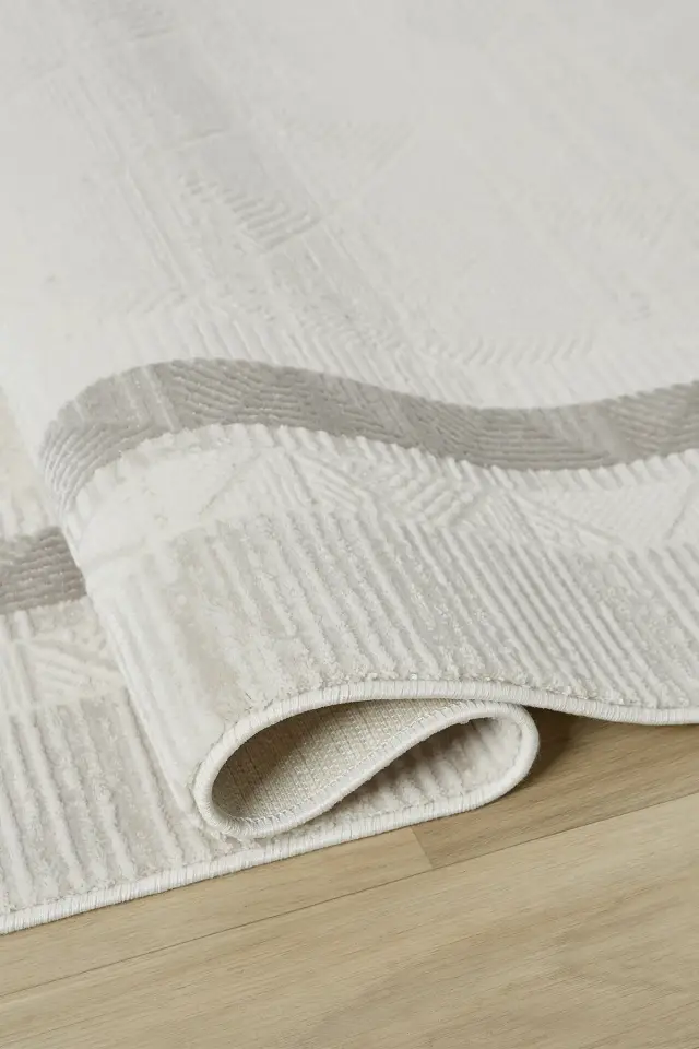 Seyran Halı Diva 0276 Gri Akrilik Pamuk Taban Çerçeveli Modern Halı