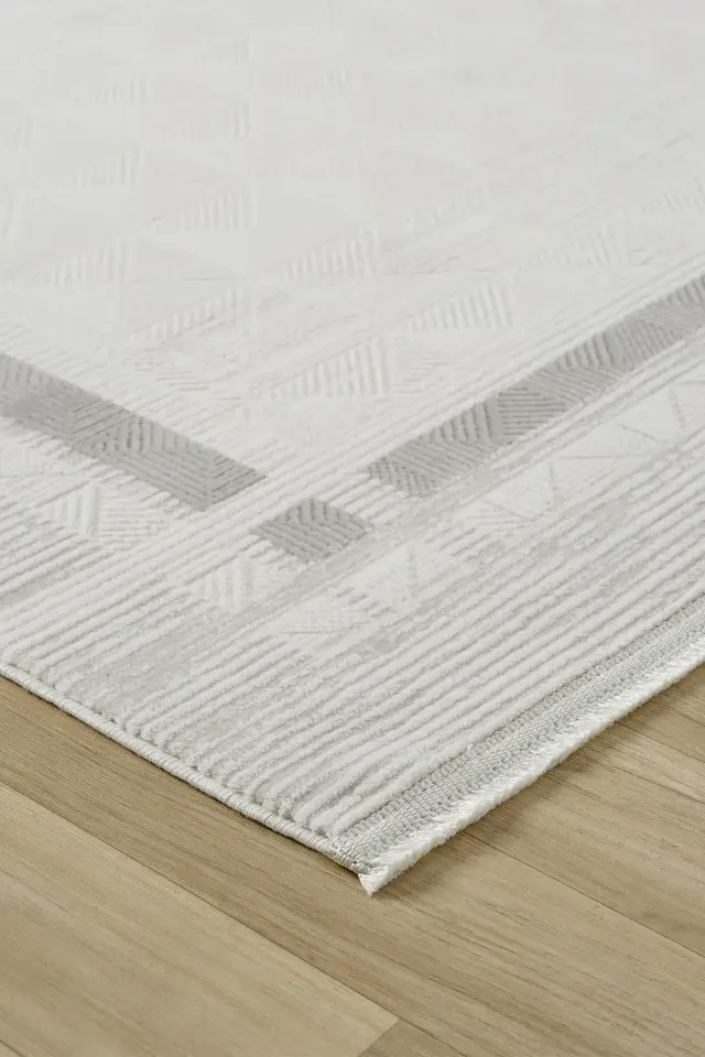 Seyran Halı Diva 0276 Gri Akrilik Pamuk Taban Çerçeveli Modern Halı