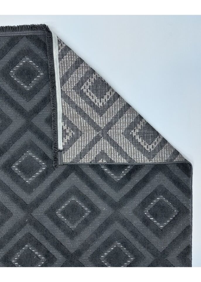 Luxess Halı Dizayn 1089 Antrasit Polyester Şönil İskandinav Tarz Yüksek Kaliteli Halı