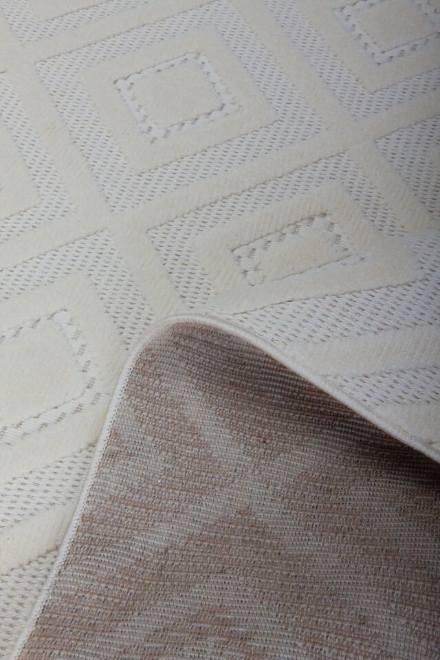 Luxess Halı Dizayn 1089 Krem Polyester Şönil İskandinav Tarz Yüksek Kaliteli Halı