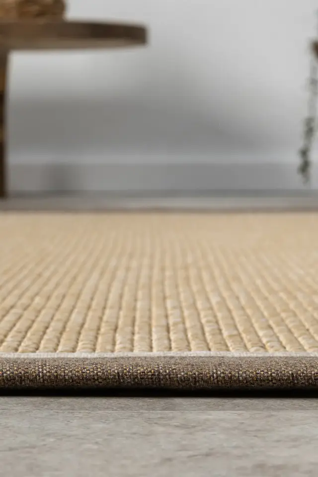 Seyran Halı Bombay 664 Bej Bej Kahve Bordürlü Kolay Temizlenen Hav Toz Vermez Sisal Halı