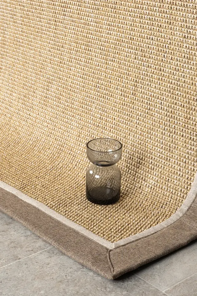 Seyran Halı Bombay 664 Bej Bej Kahve Bordürlü Kolay Temizlenen Hav Toz Vermez Sisal Halı