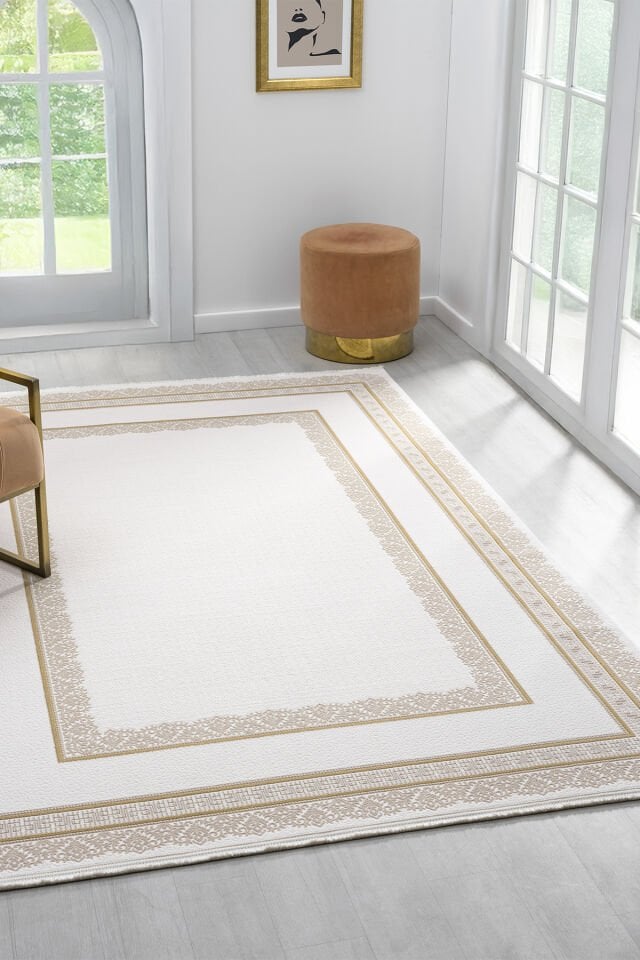 Seyran Halı Diva 0278 Gold Akrilik Pamuk Taban Çerçeveli Halı