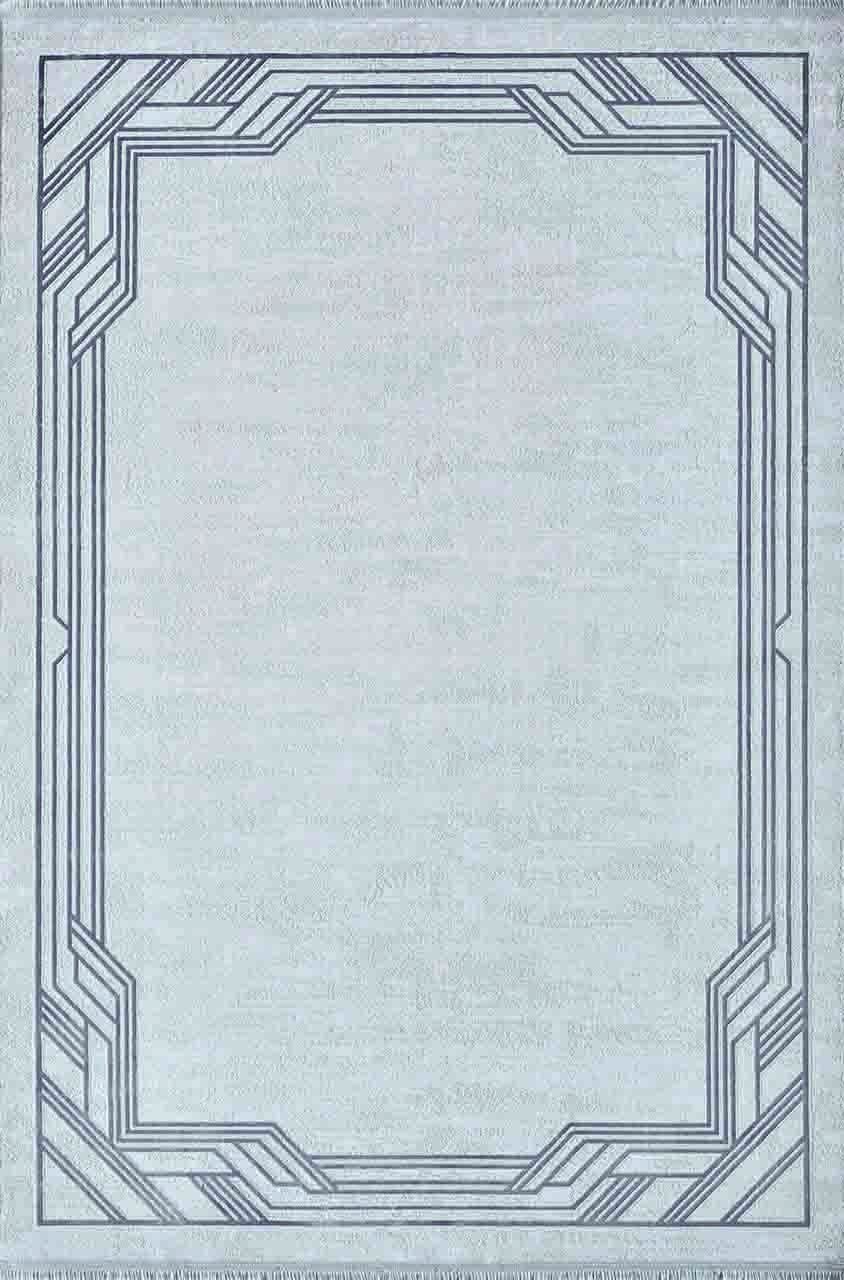 Artemis Halı Alegra 9100A Krem Gri Viskon Akrilik Çerçeveli Yumuşak Dokulu Modern Şık Halı