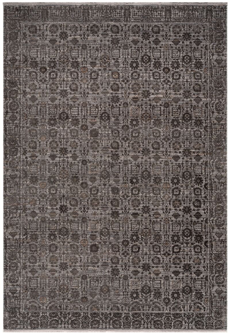 Elexus Halı Diamond 4135 Antrasit Akrilik Viskon Pamuk Taban Eskitme Desenli Şık Halı