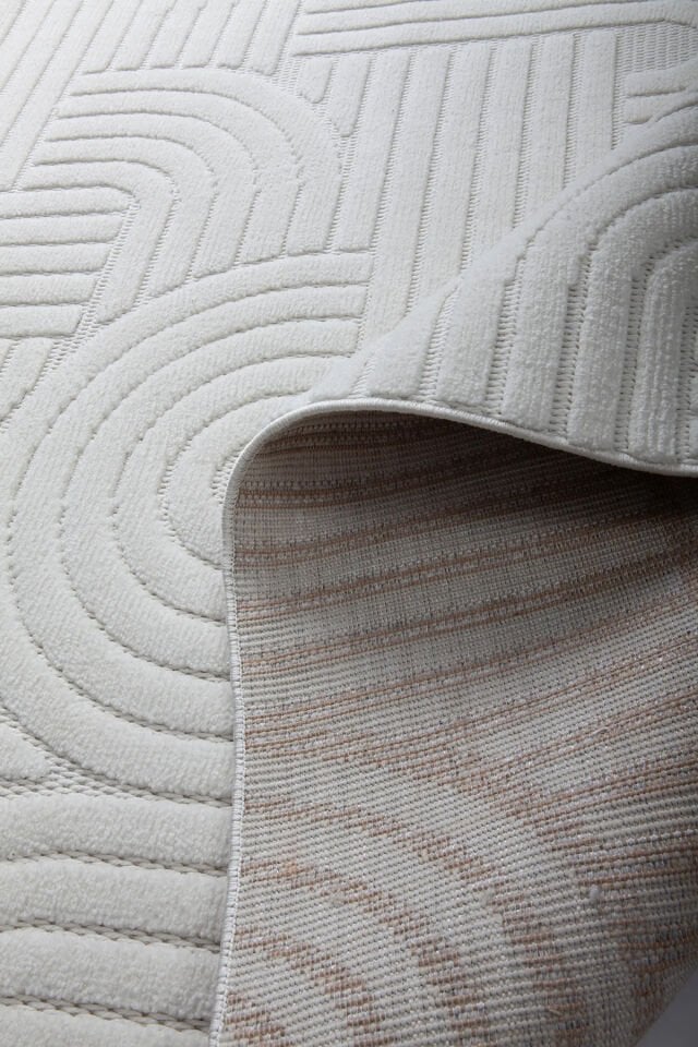 Luxess Halı Dizayn 1090 Krem Polyester Şönil İskandinav Tarz Yüksek Kaliteli Halı