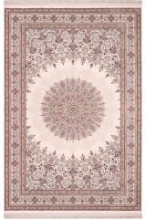 eHalıcım İstanbul İS38813A Beyaz Klasik Özel Tezgah Salon Halısı