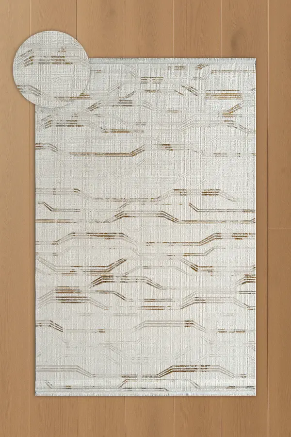 Atlas Halı Çınar CY04A Bej Krem Akrilik Modern Desenli Makine Halısı