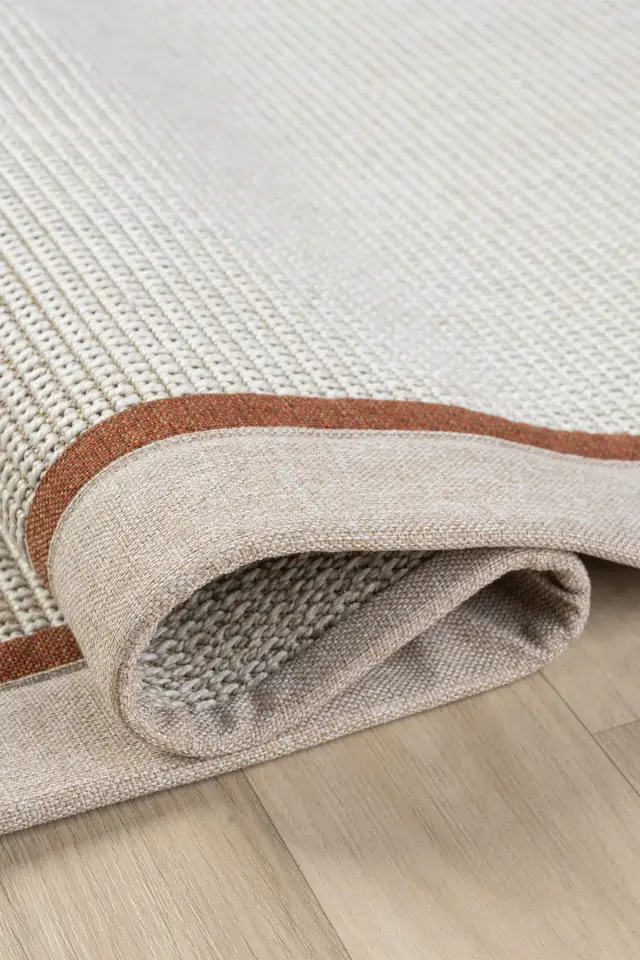 Seyran Halı Bombay 664 Krem Bej Terra Bordürlü Kolay Temizlenen Hav Toz Vermez Sisal Halı