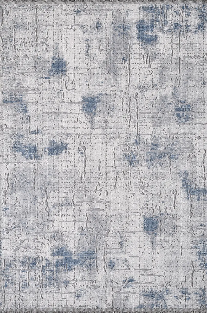 Artemis Halı Runner 5016B Gri Mavi Akrilik Saçaklı  Modern Oturma Odası ve Salon Halısı