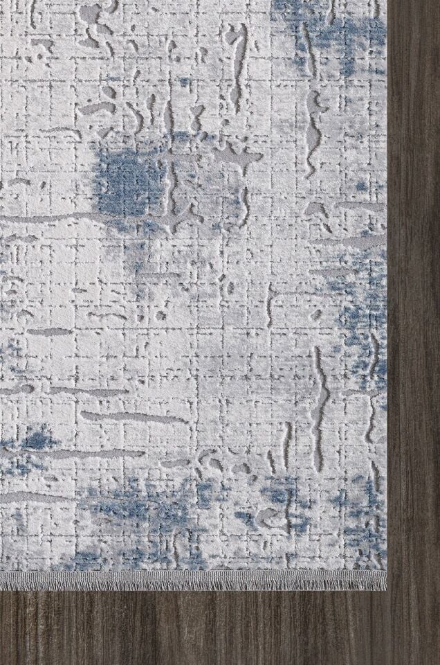 Artemis Halı Runner 5016B Gri Mavi Akrilik Saçaklı  Modern Oturma Odası ve Salon Halısı