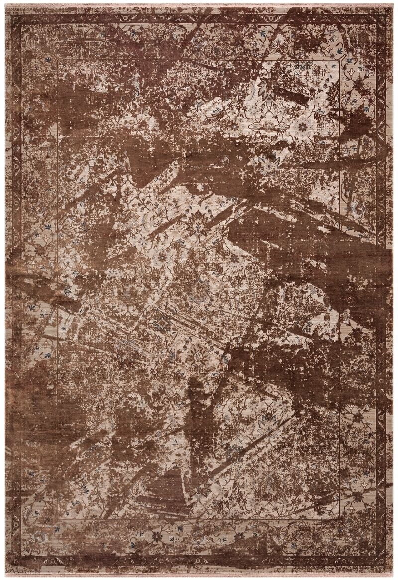 Elexus Halı Diamond 4138 Kahve Akrilik Viskon Pamuk Taban Modern Desenli Şık Halı