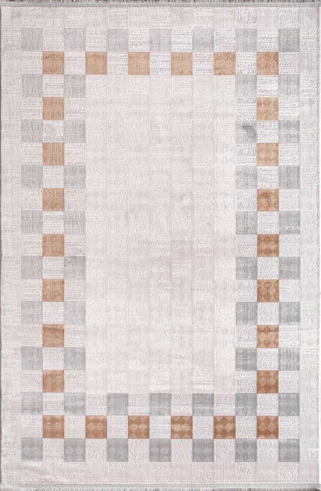 Artemis Halı Davina 09782B  Krem Gri Viskon Akrilik Yumuşak Dokulu Modern Oturma Odası ve Salon Halısı