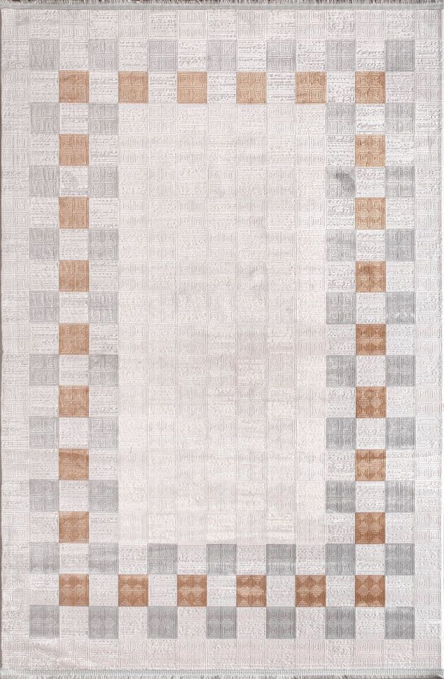 Artemis Halı Davina 09782B  Krem Gri Viskon Akrilik Yumuşak Dokulu Modern Oturma Odası ve Salon Halısı