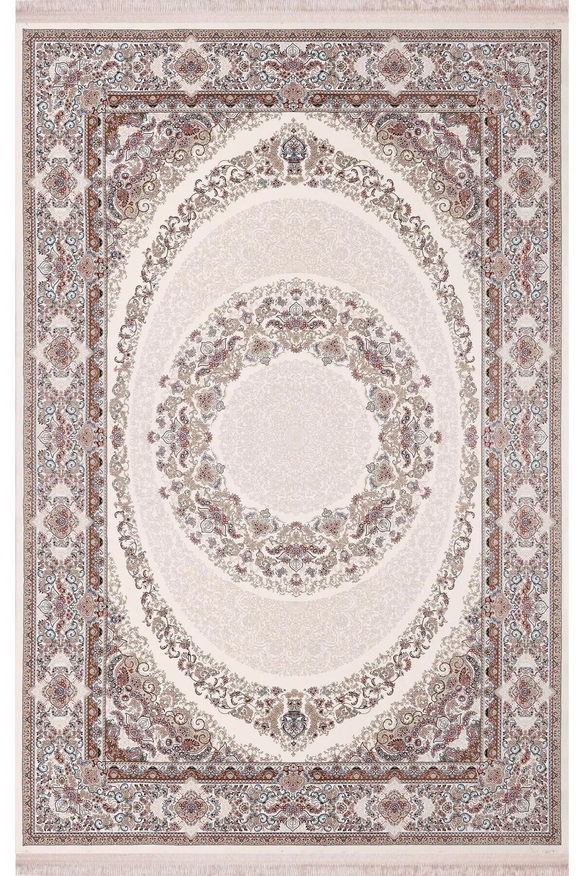 eHalıcım İstanbul İS38828A Beyaz Klasik Özel Tezgah Salon Halısı