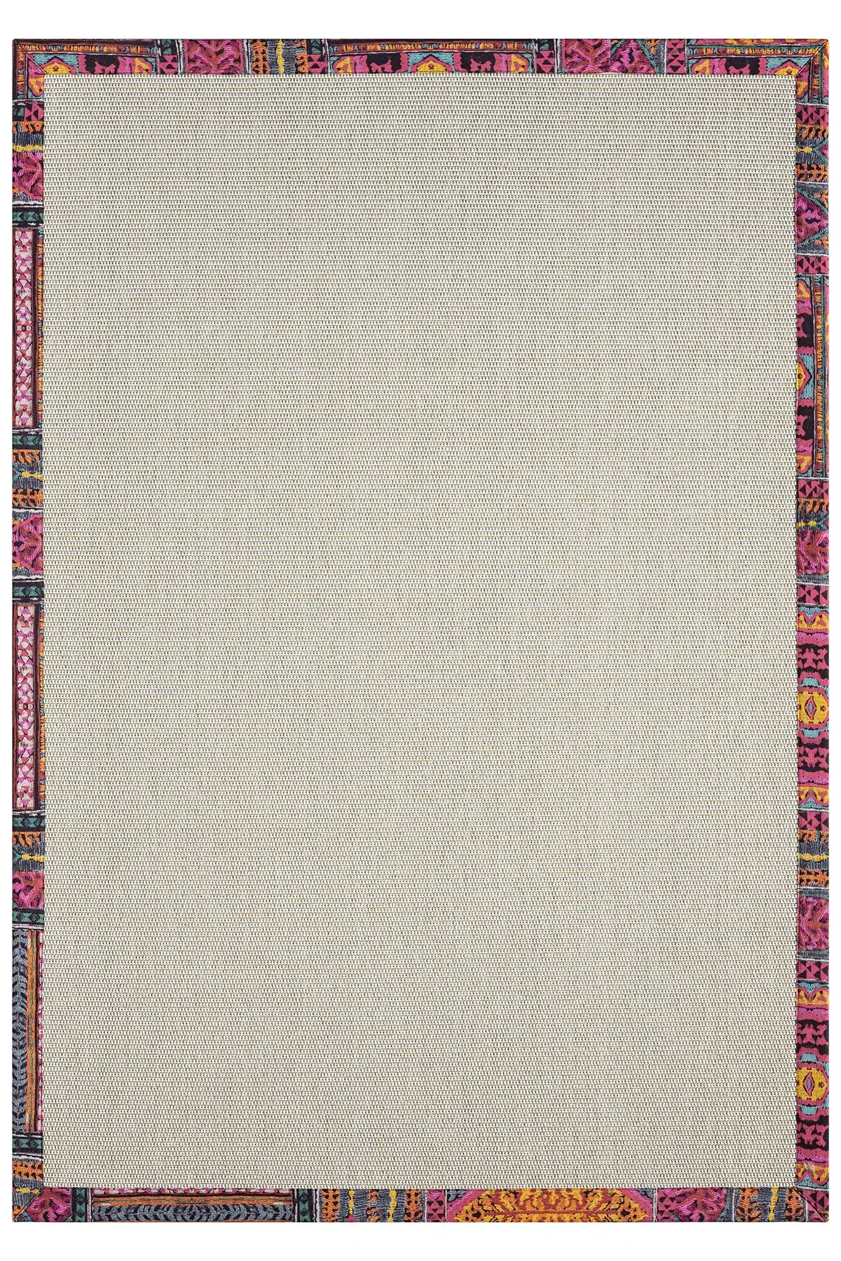 Seyran Halı Bombay 664 Krem Multi Bordürlü Kolay Temizlenen Hav Toz Vermez Sisal Halı