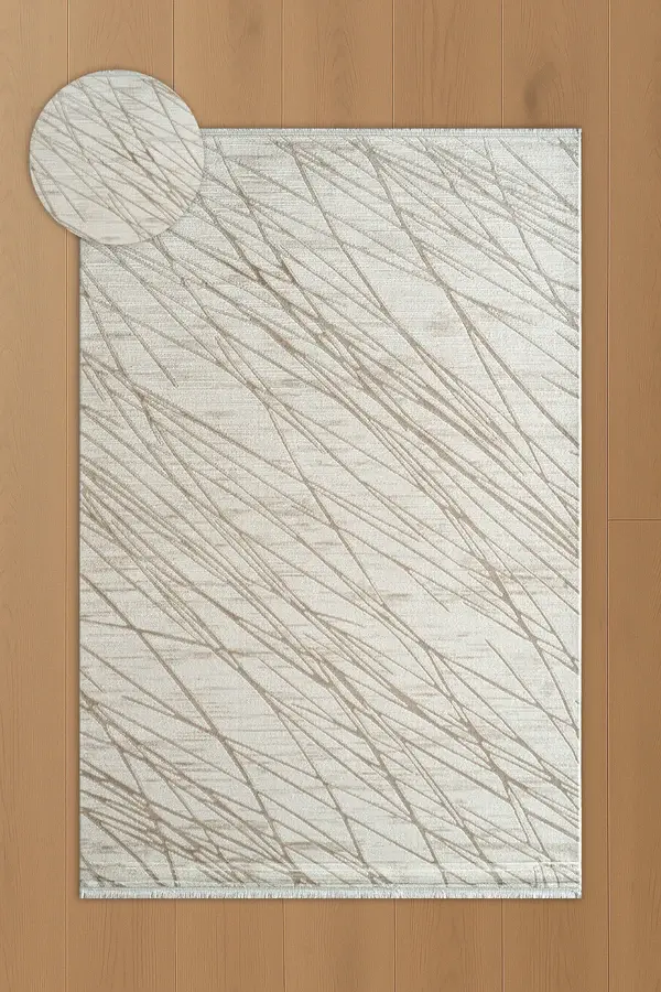 Atlas Halı Çınar CY08A Krem Bej Akrilik Modern Desenli Makine Halısı