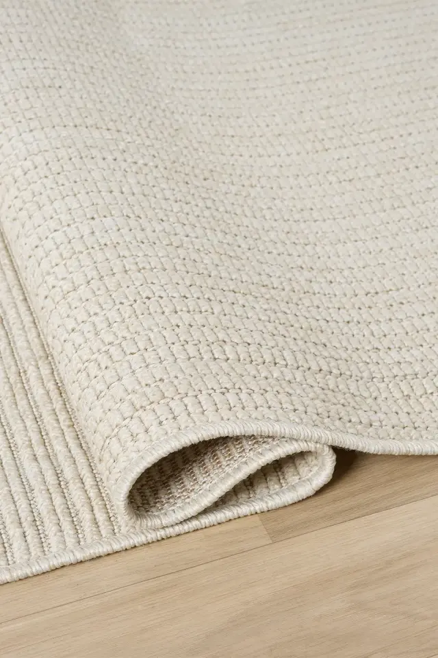 Seyran Halı Loopy 622 Krem Jüt Modern Desenli Saçaklı Şık Halı