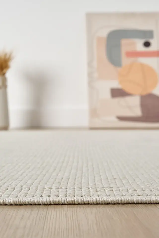 Seyran Halı Loopy 622 Krem Jüt Modern Desenli Saçaklı Şık Halı