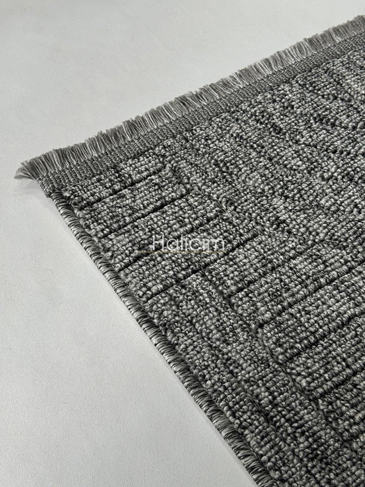 Seyran Halı Loopy 623 Antrasit Jüt Modern Desenli Saçaklı Şık Halı