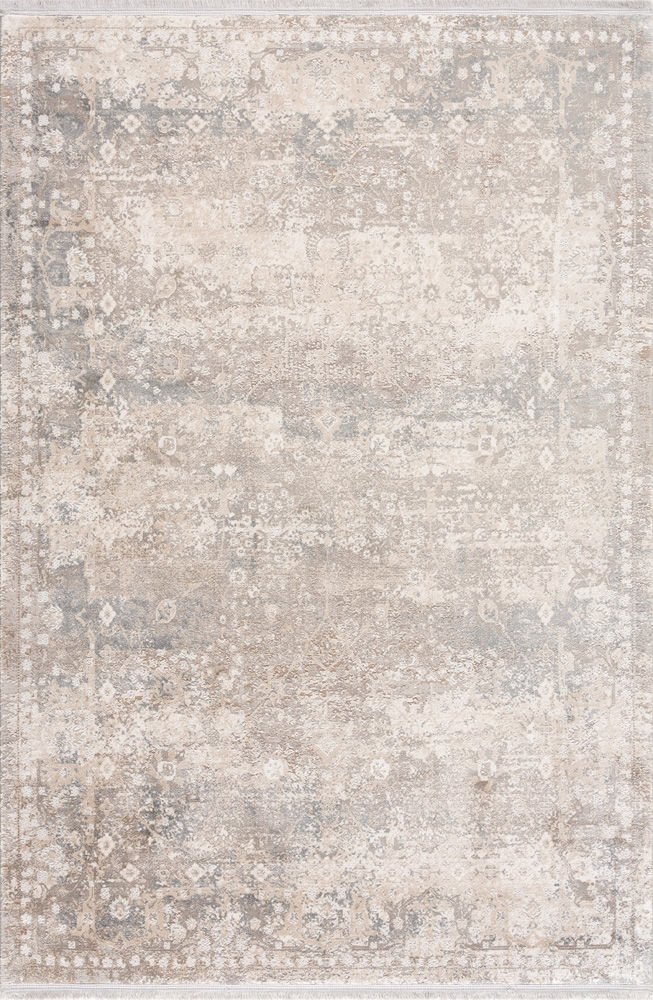 Sanat Halı Doku 1235 Bej Eskitme Desenli Makine Halısı 160x230