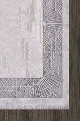 Artemis Halı Alegra 9113C Krem Gri Viskon Akrilik Çerçeveli Yumuşak Dokulu Modern Şık Halı