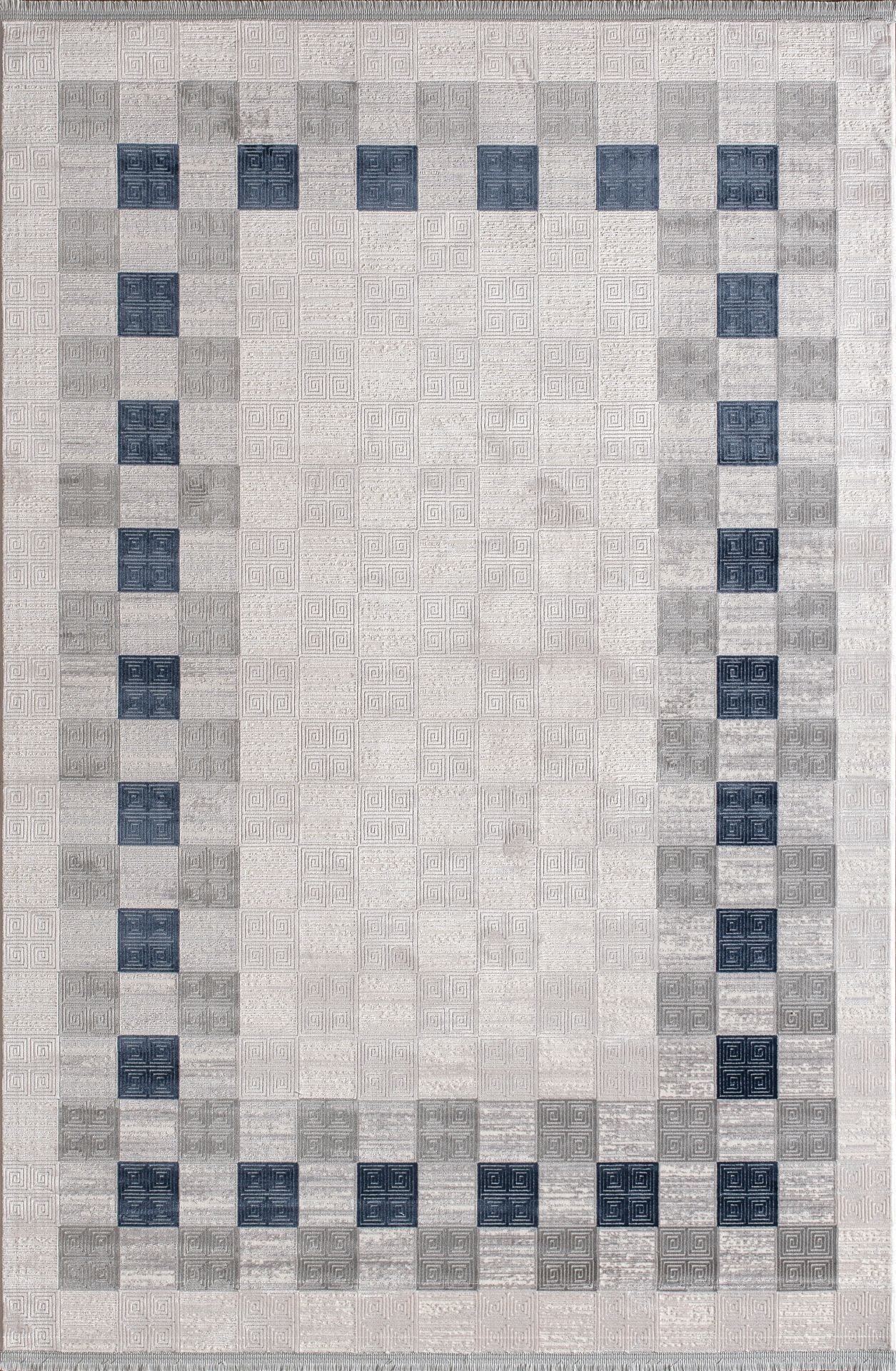 Artemis Halı Davina 09782D  Krem Mavi Viskon Akrilik Yumuşak Dokulu Modern Oturma Odası ve Salon Halısı