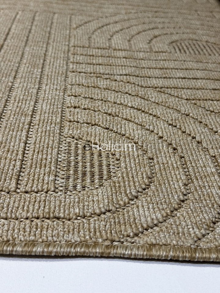 Seyran Halı Loopy 623 Bej Jüt Modern Desenli Saçaklı Şık Halı