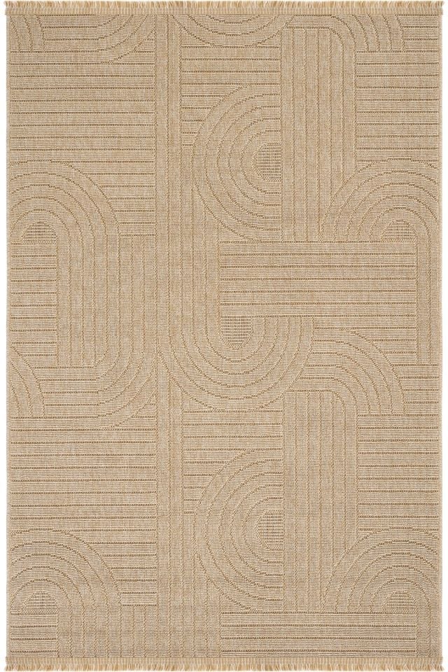 Seyran Halı Loopy 623 Bej Jüt Modern Desenli Saçaklı Şık Halı