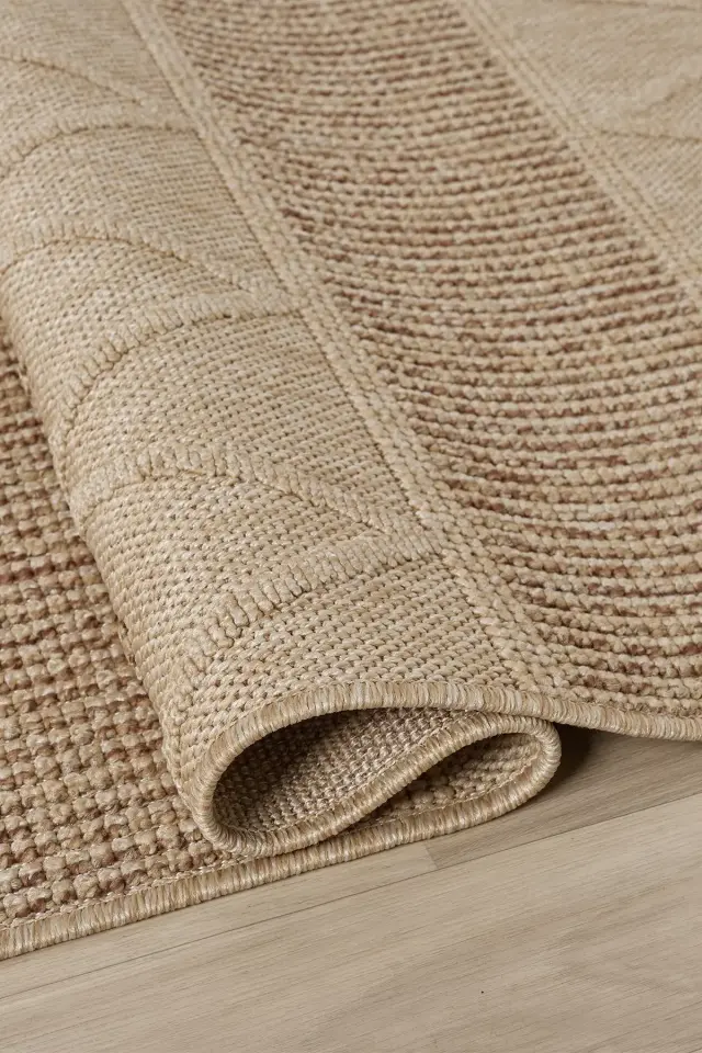 Seyran Halı Loopy 620 Bej Kahve Jüt Modern Desenli Saçaklı Şık Halı