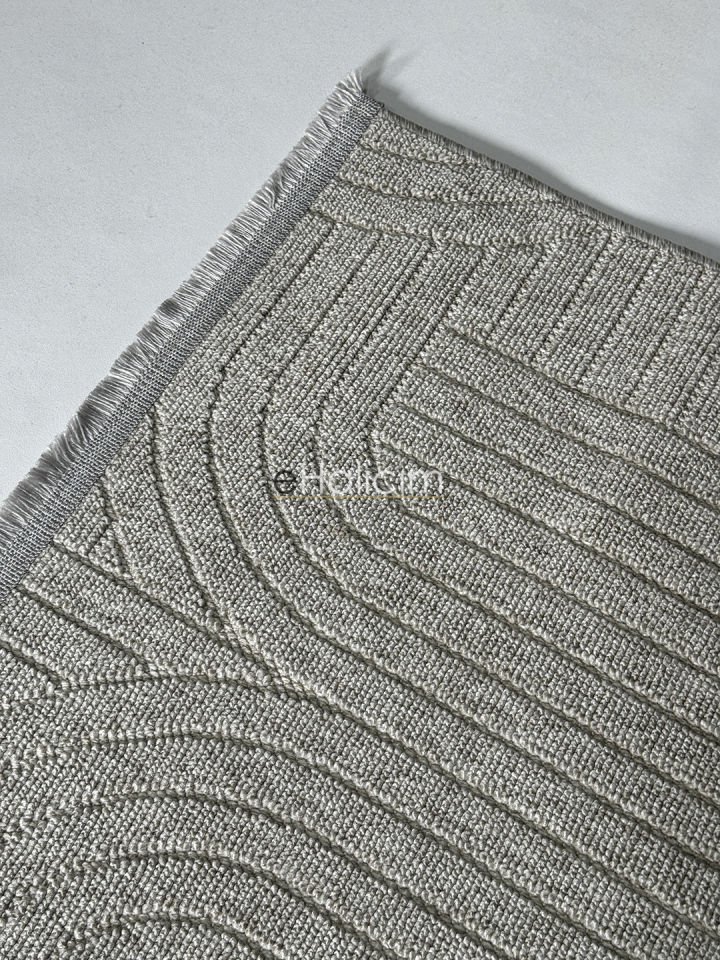 Seyran Halı Loopy 623 Gri Jüt Modern Desenli Saçaklı Şık Halı