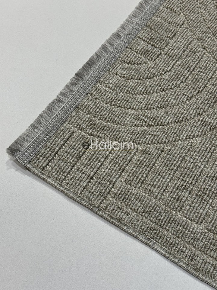 Seyran Halı Loopy 623 Gri Jüt Modern Desenli Saçaklı Şık Halı