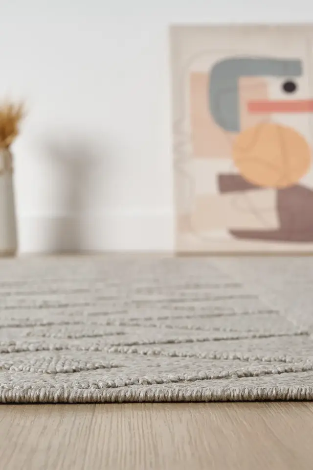 Seyran Halı Loopy 620 Gri Jüt Modern Desenli Saçaklı Şık Halı