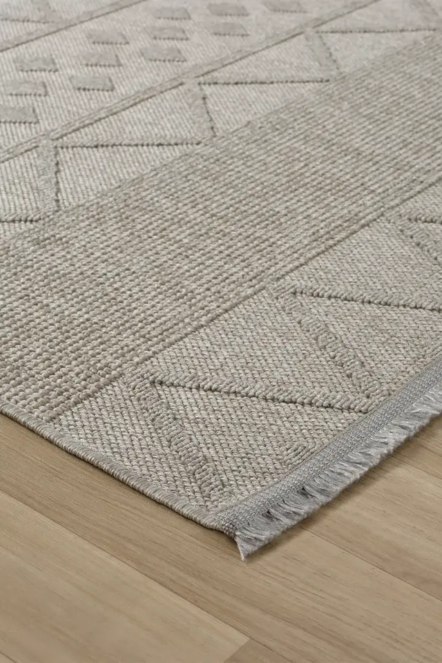 Seyran Halı Loopy 620 Gri Jüt Modern Desenli Saçaklı Şık Halı