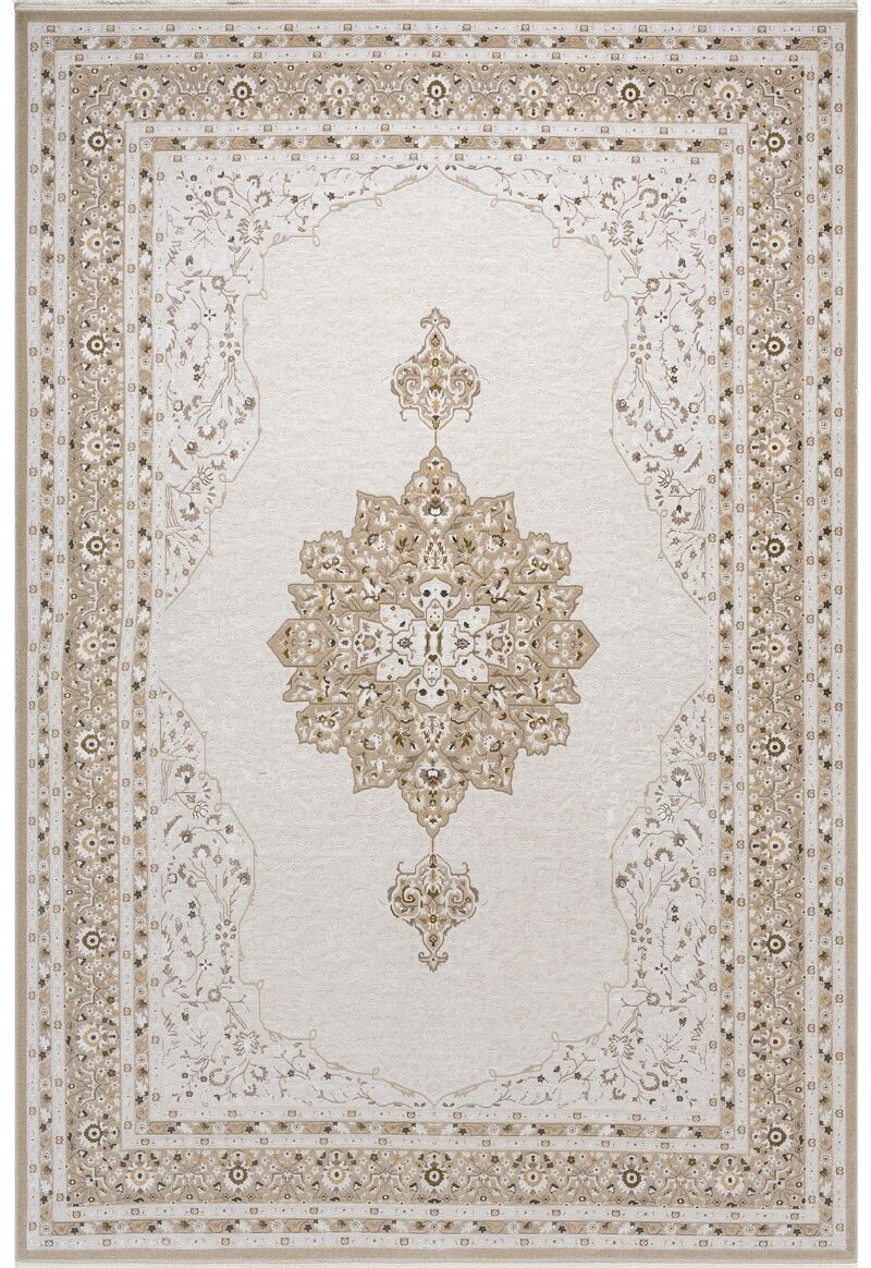 Elexus Halı Woolly 4130 Krem Akrilik Viskon Yumuşak Dokulu Modern Halı