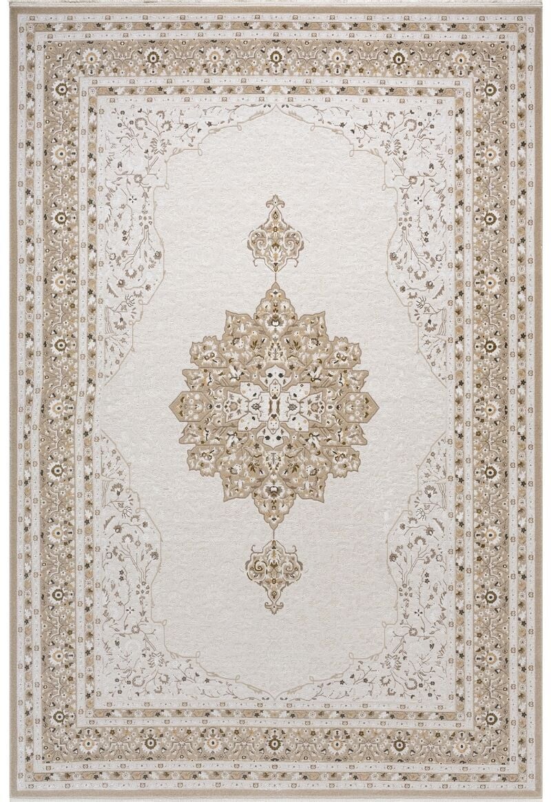 Elexus Halı Woolly 4130 Krem Akrilik Viskon Yumuşak Dokulu Modern Halı