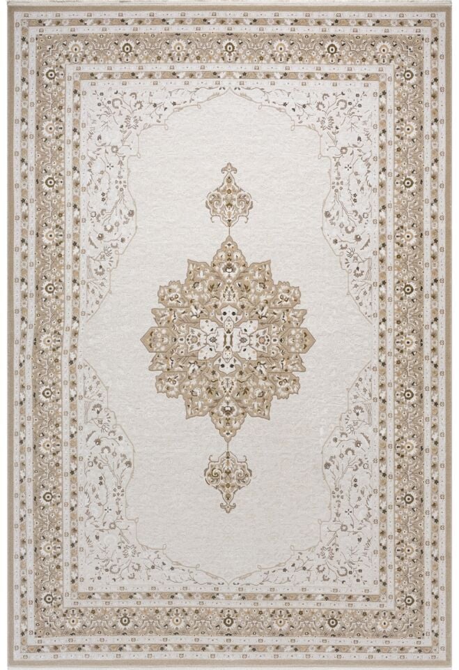 Elexus Halı Woolly 4130 Krem Yün Viskon Yumuşak Dokulu Modern Halı