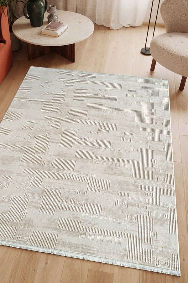 Atlas Halı Estefan EU01A Krem Bej Akrilik Premium Modern Salon ve Oturma Odası Halısı