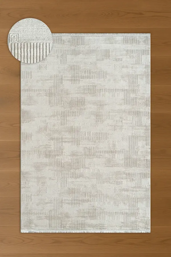 Atlas Halı Estefan EU01A Krem Bej Akrilik Premium Modern Salon ve Oturma Odası Halısı
