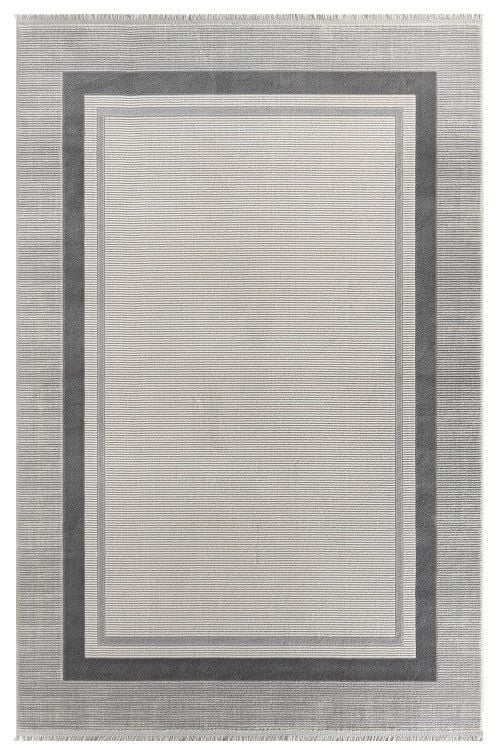 Seyran Halı Zen 7001 Antrasit Akrilik Bambu İplik Yüksek Kaliteli Çerçeveli Modern Halı