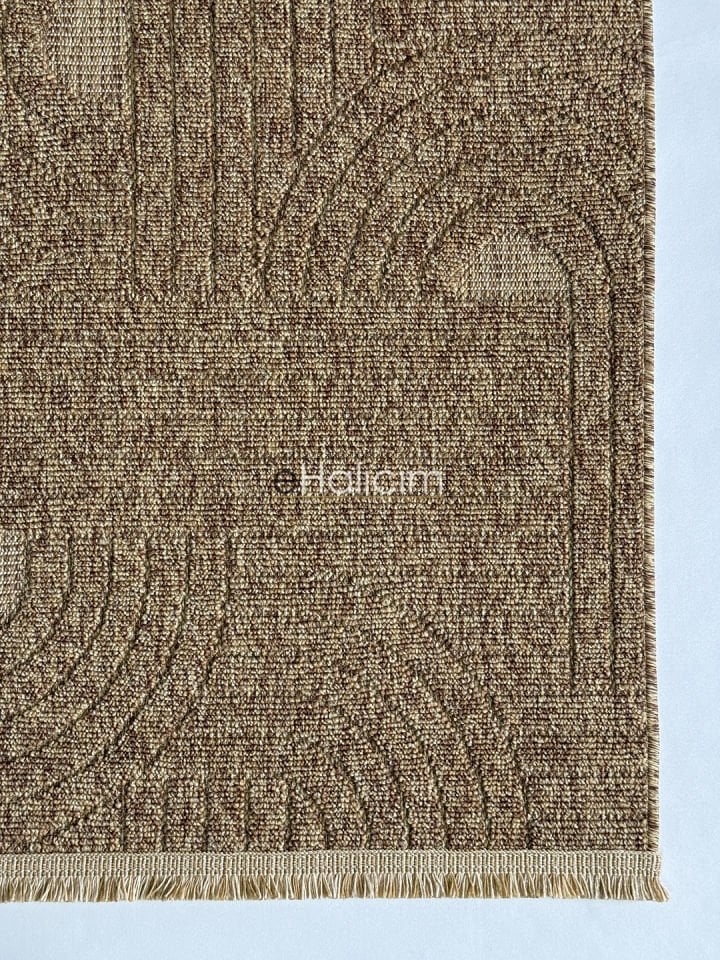 Seyran Halı Loopy 623 Kahve Jüt Modern Desenli Saçaklı Şık Halı