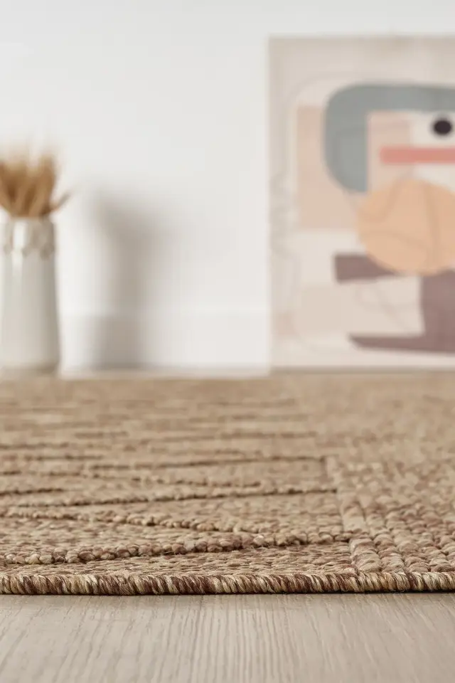 Seyran Halı Loopy 620 Kahve Jüt Modern Desenli Saçaklı Şık Halı