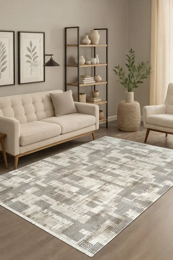 Atlas Halı Estefan EU01B Bej Kahverengi Akrilik Premium Modern Salon ve Oturma Odası Halısı