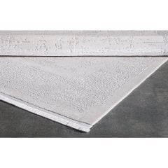 Gümüşsuyu Halı Legro 11537 Krem Akrilik Modern Çerçeveli Saçaklı Dokuma Taban Halı