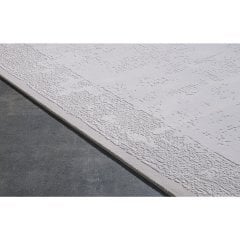 Gümüşsuyu Halı Legro 11537 Krem Akrilik Modern Çerçeveli Saçaklı Dokuma Taban Halı