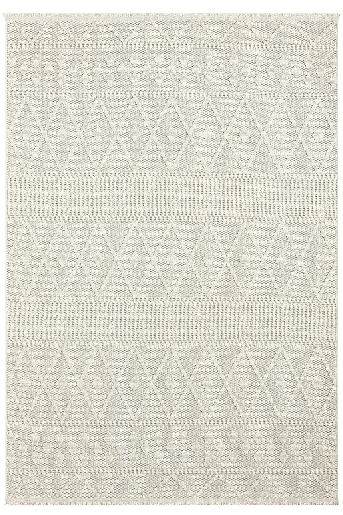 Seyran Halı Loopy 620 Krem Jüt Modern Desenli Saçaklı Şık Halı