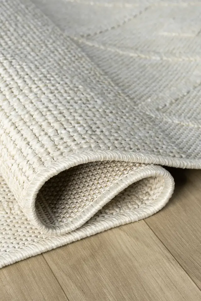 Seyran Halı Loopy 620 Krem Jüt Modern Desenli Saçaklı Şık Halı