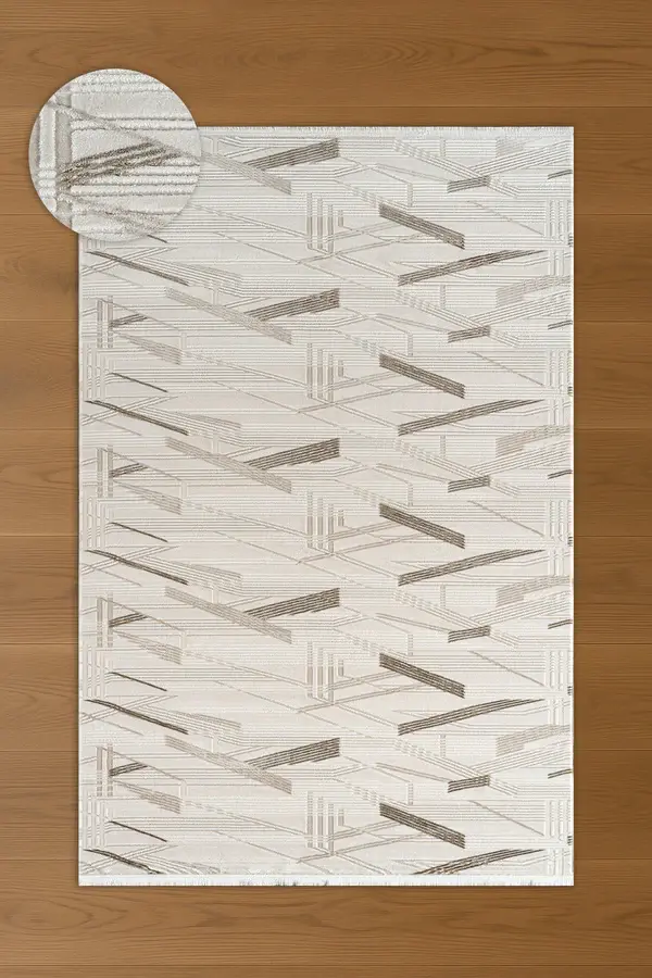 Atlas Halı Estefan EU02A Bej Kahverengi Akrilik Premium Modern Salon ve Oturma Odası Halısı