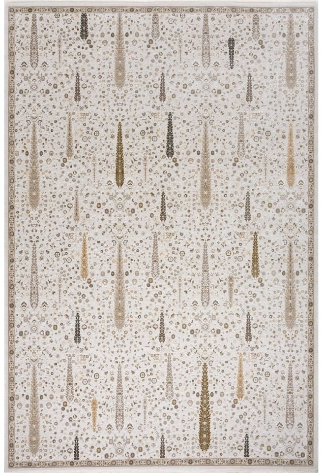 Elexus Halı Woolly 4122 Krem Akrilik Viskon Yumuşak Dokulu Modern Halı